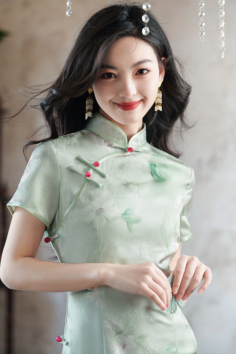 Élégante qipao florale verte | Grace