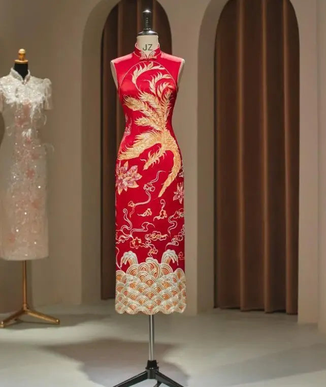 Two-piece  Phoenix Wedding Qipao Dress with jacket