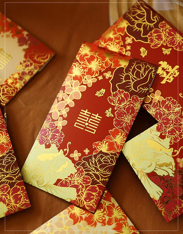Double Happiness Floral Wedding Red Envelopes