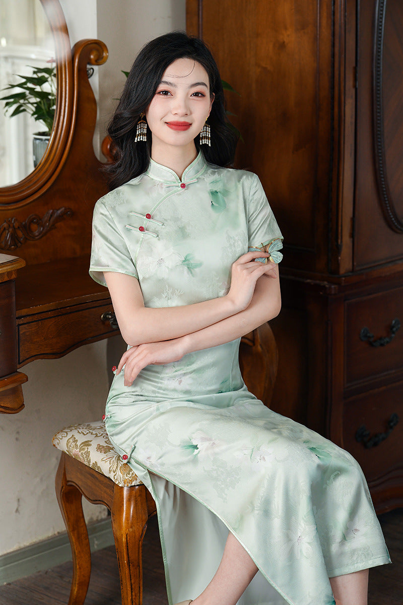 Élégante qipao florale verte | Grace