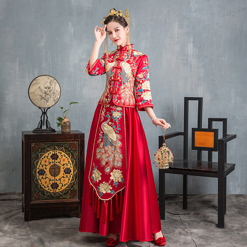 Traditional Chinese wedding qun kwa qipao dress