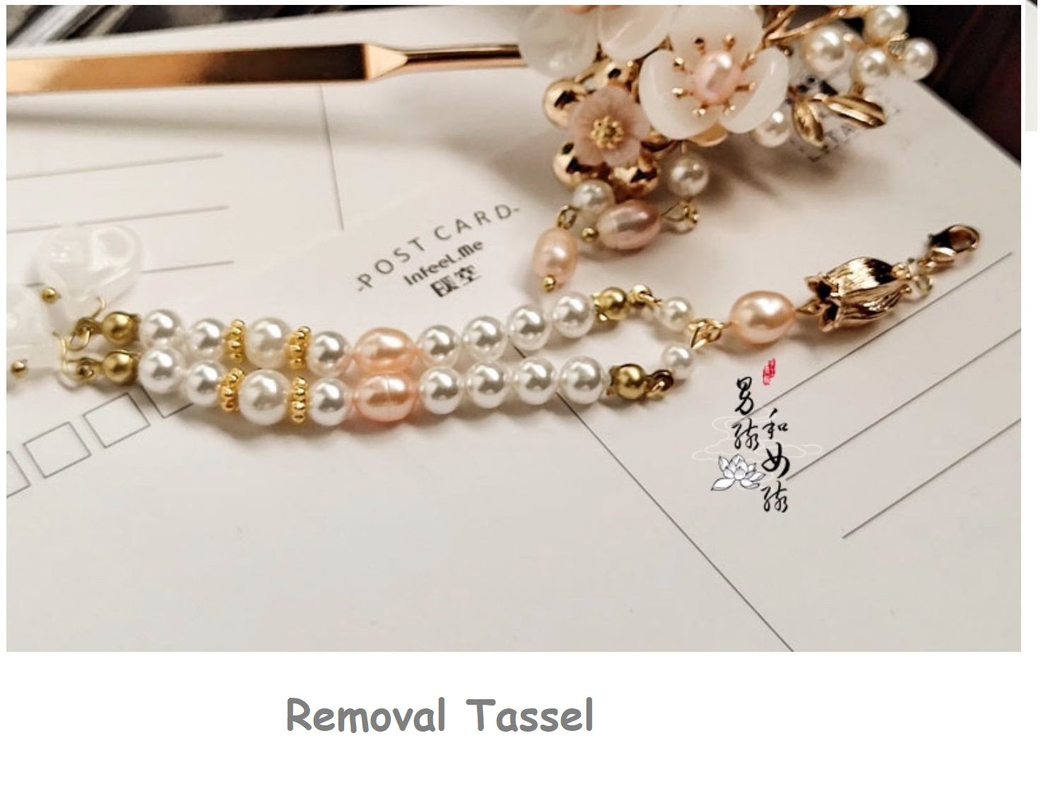 Floraler Haarstab in Jadeoptik | Rose