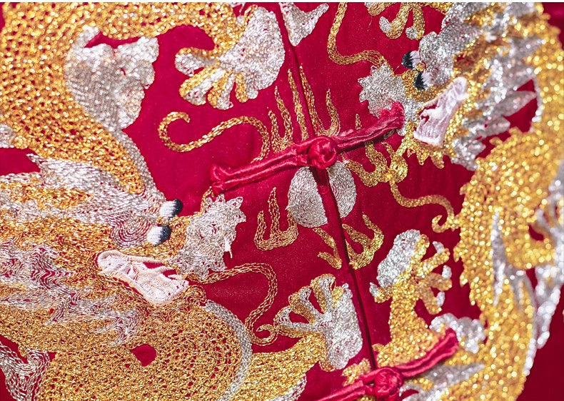 Red Groom Wedding  Dragon Tang Jacket Set