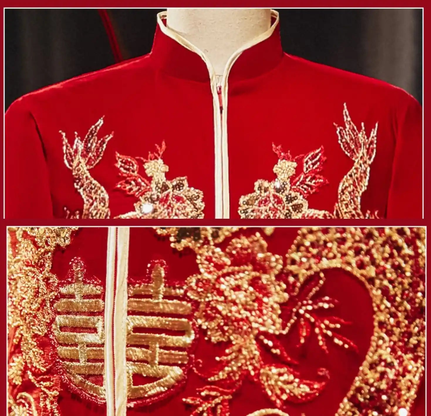 Traditional Chinese Groom Velvet Dragons Wedding Ma Gua Tang Suit