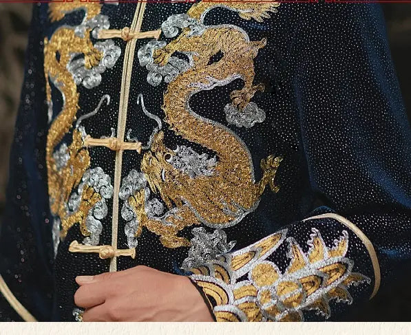 Blue Dragon Groom Wedding Tang Suit – Ma Gua Style