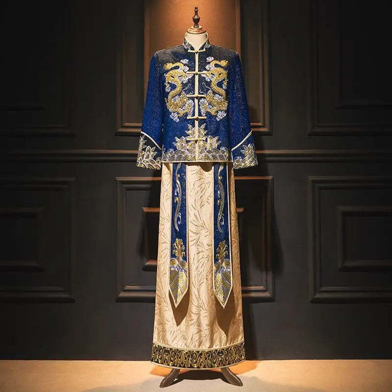 Blue Dragon Groom Wedding Tang Suit – Ma Gua Style