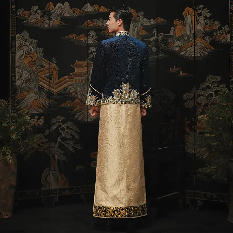 Blue Dragon Groom Wedding Tang Suit – Ma Gua Style