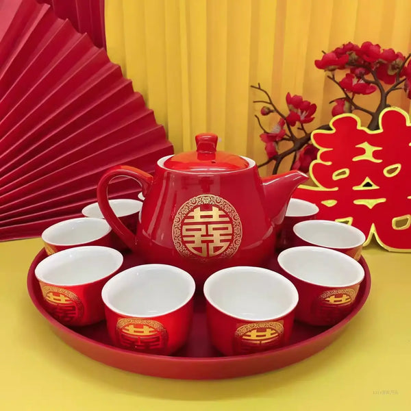 Double Happiness Wedding Ceramic Tea Set