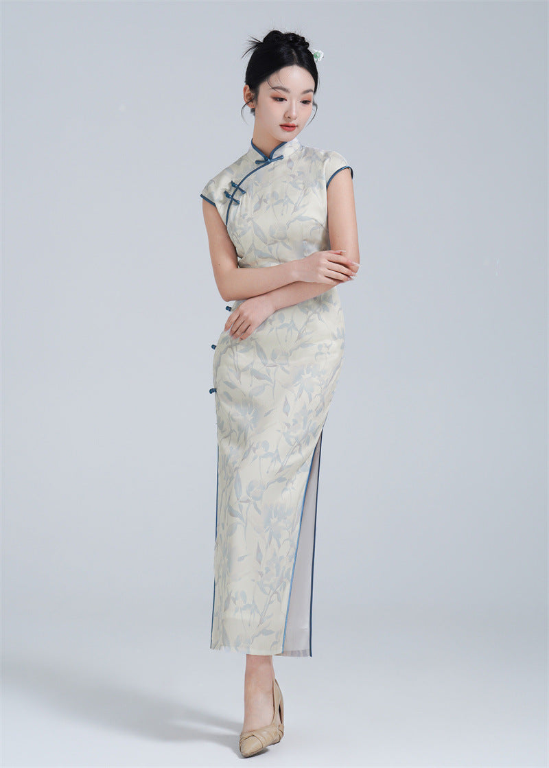 Modern cheongsam dress in light blue