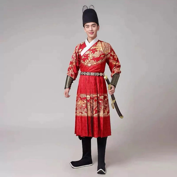 Men’s Ming Dynasty red Dragon Hanfu Robe