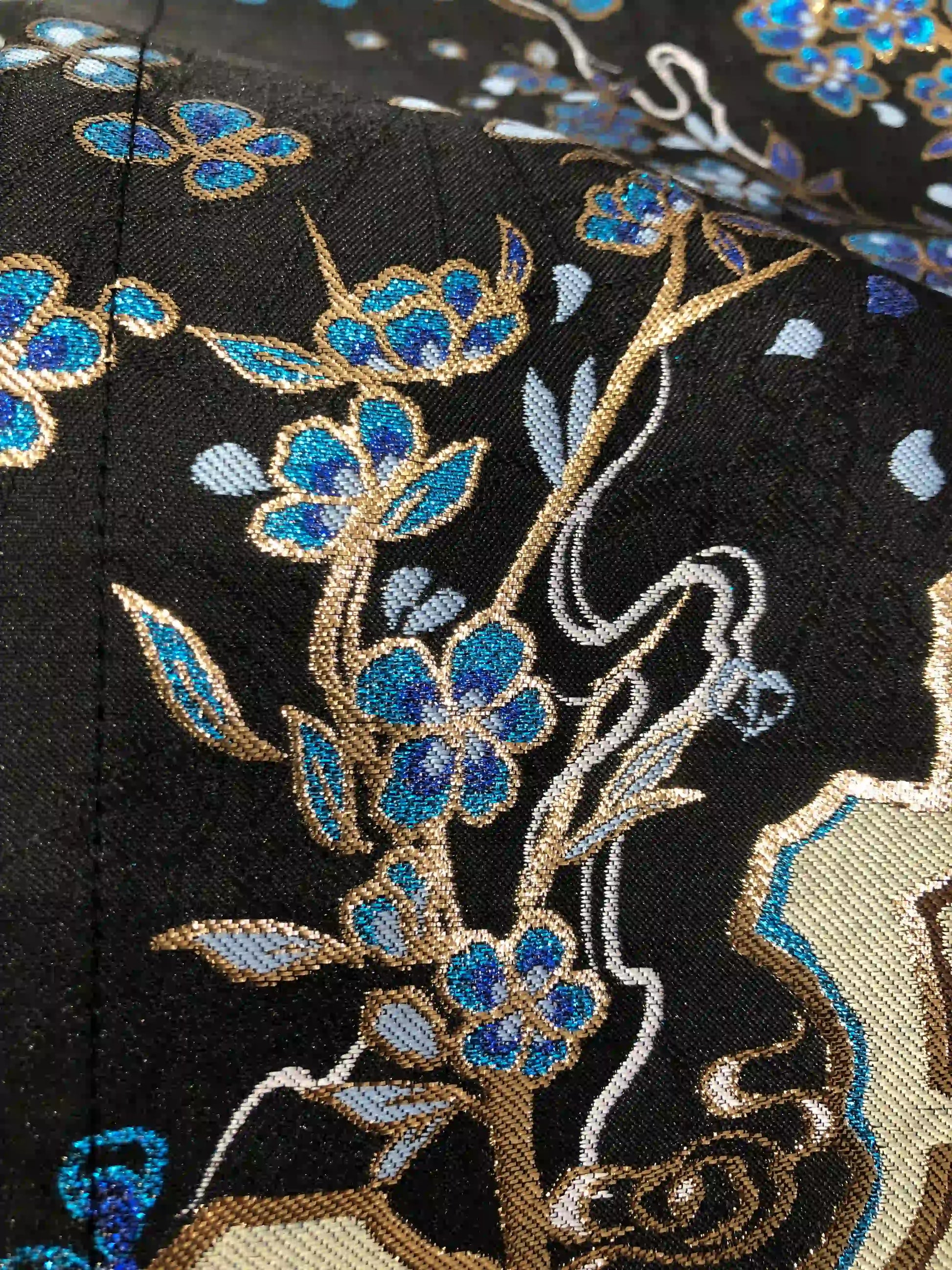 Black Ming-style Waven Gold MaMian Skirt and Cross-collar Blouse