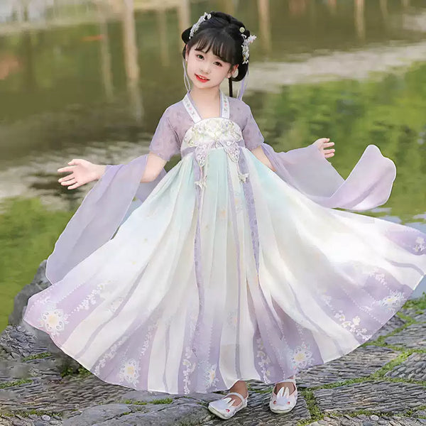 Lavender Blossom  Girls Chinese princess Hanfu Dress