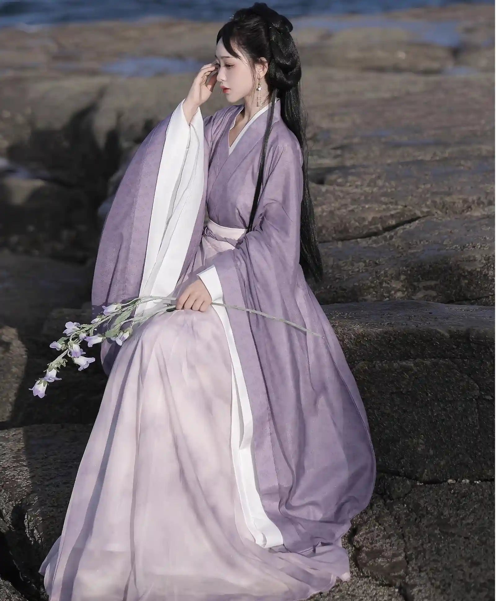 Purple Chinese Wei Jin-style Flowing Hanfu dress