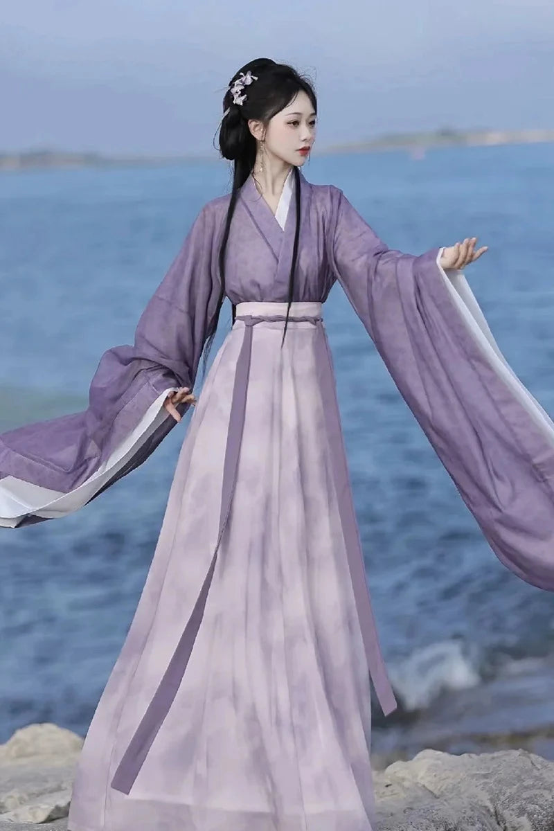 Purple Chinese Wei Jin-style Flowing Hanfu dress