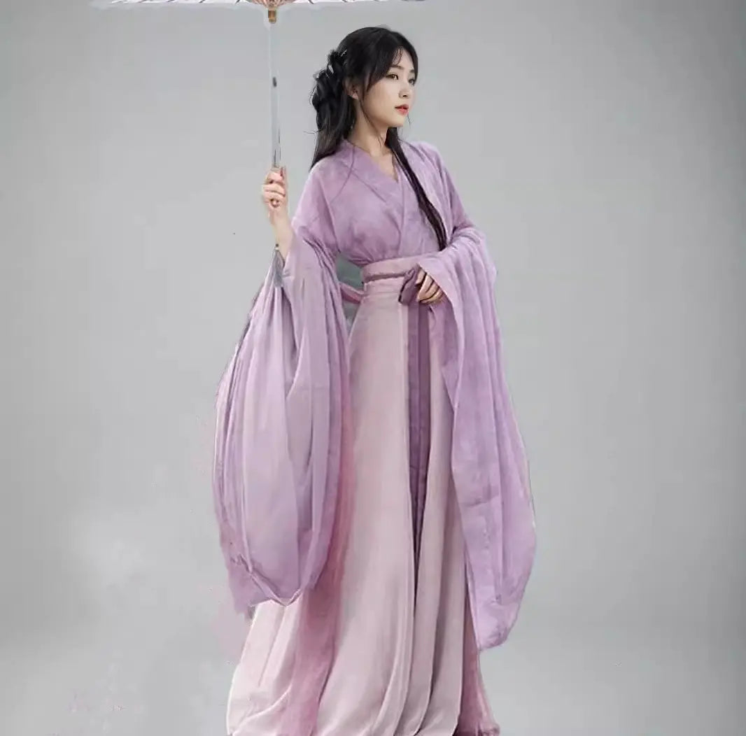 Purple Chinese Wei Jin-style Flowing Hanfu dress