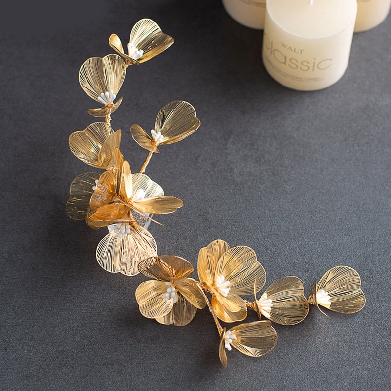 Golden Flower Petals Hairpiece - Oriental Me