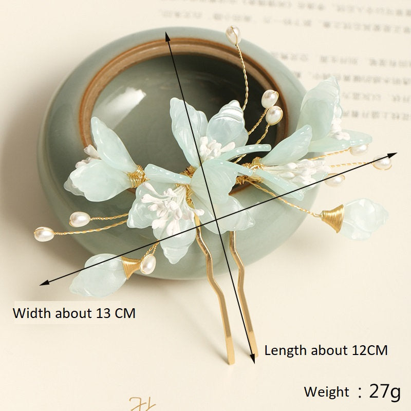 Jade look alike Hairpiece White Champaca - Oriental Me