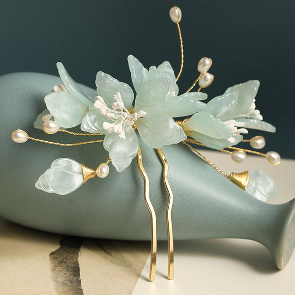 Jade look alike Hairpiece White Champaca - Oriental Me