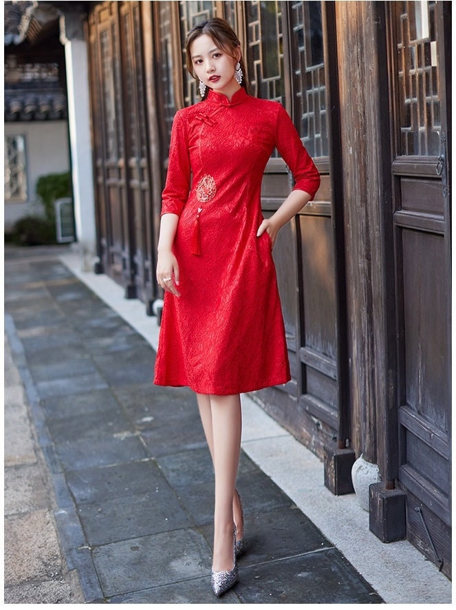 pretty little thing red oriental dress Satin Oriental Bodycon Dress New Arrivals