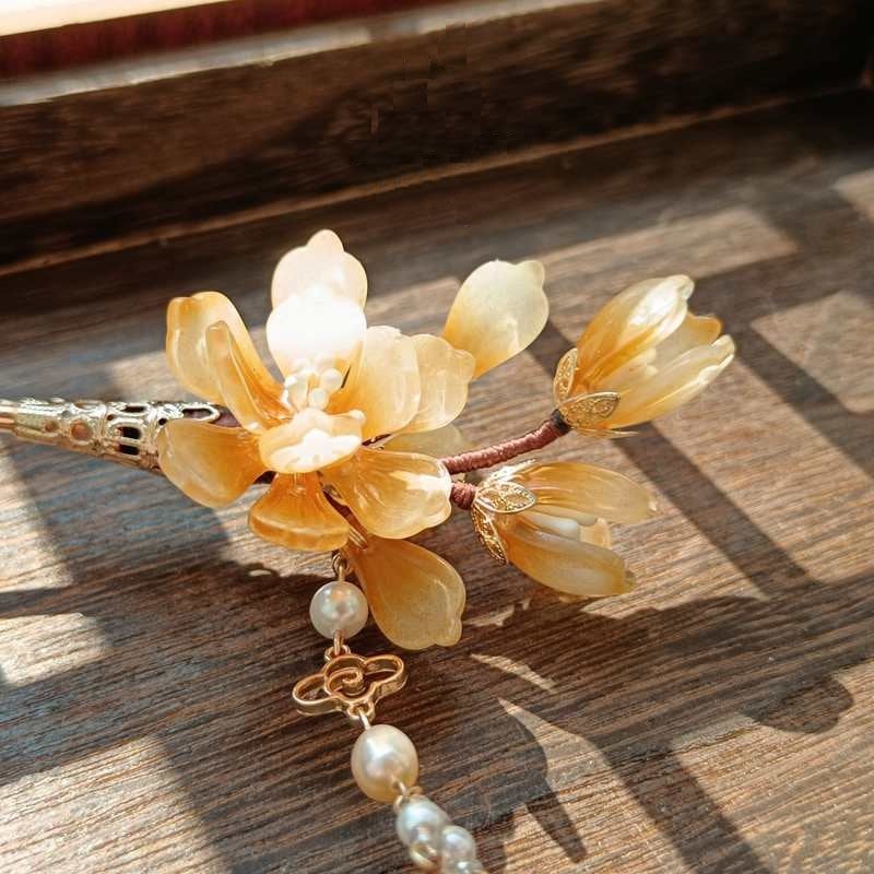 Jade Look Alike Floral Hair Stick| Magnolia - Oriental Me