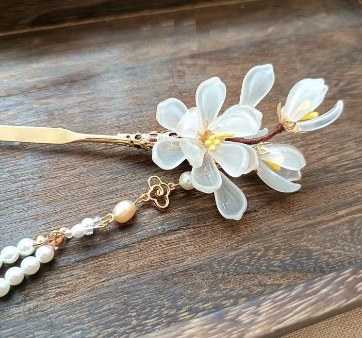 Jade Look Alike Floral Hair Stick| Magnolia - Oriental Me