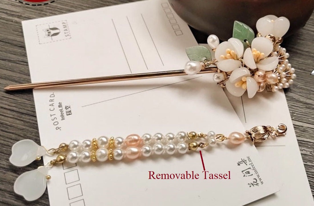 Jade Look Alike Floral Hair Stick | Cosmos - Oriental Me