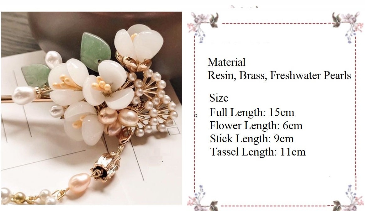 Jade Look Alike Floral Hair Stick | Cosmos - Oriental Me