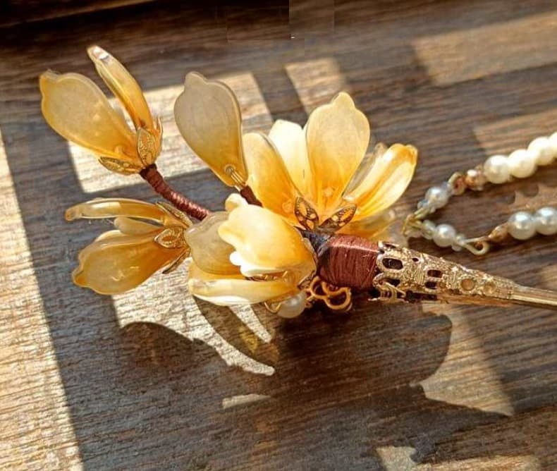 Jade Look Alike Floral Hair Stick| Magnolia - Oriental Me