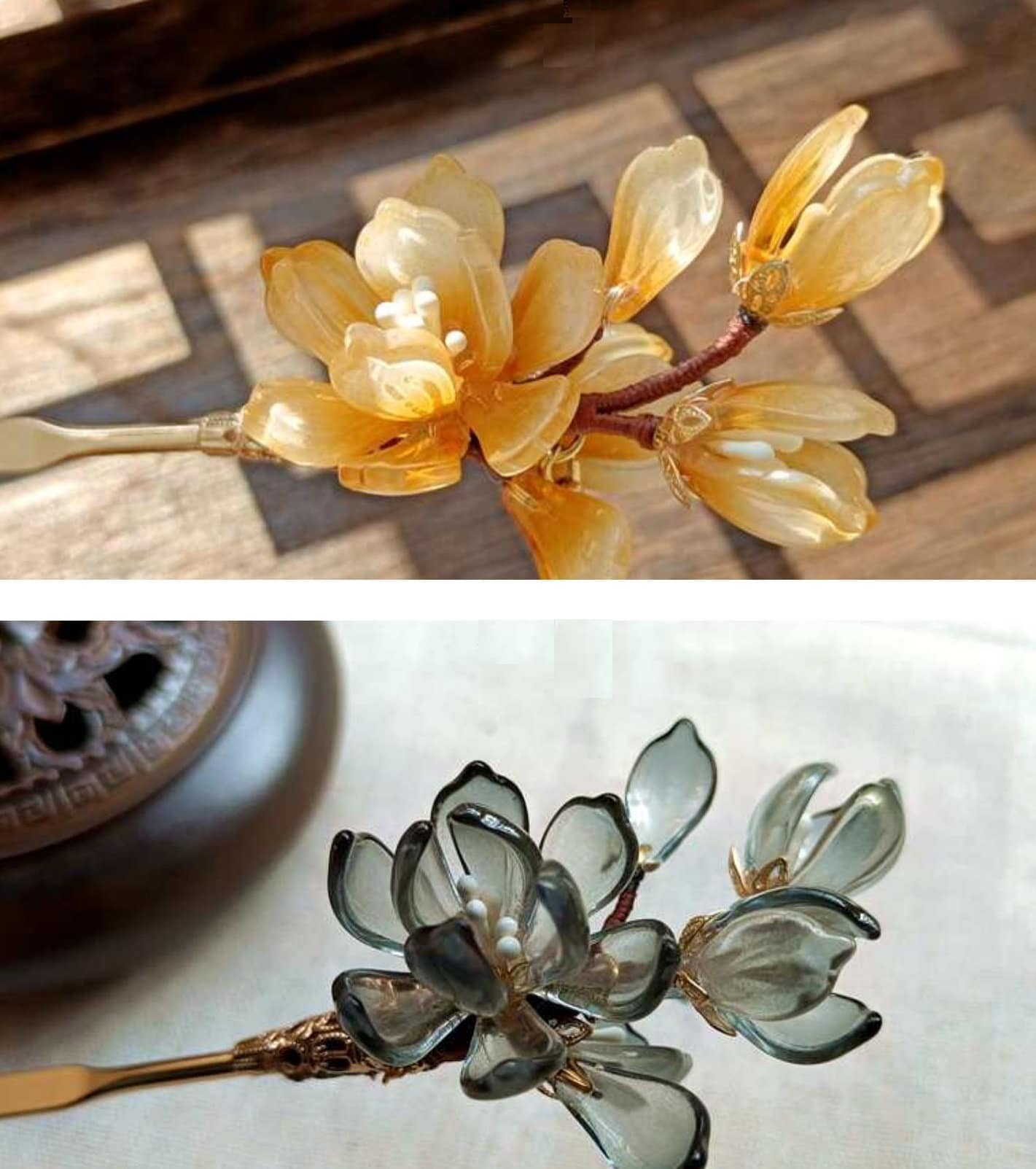 Jade Look Alike Floral Hair Stick| Magnolia - Oriental Me