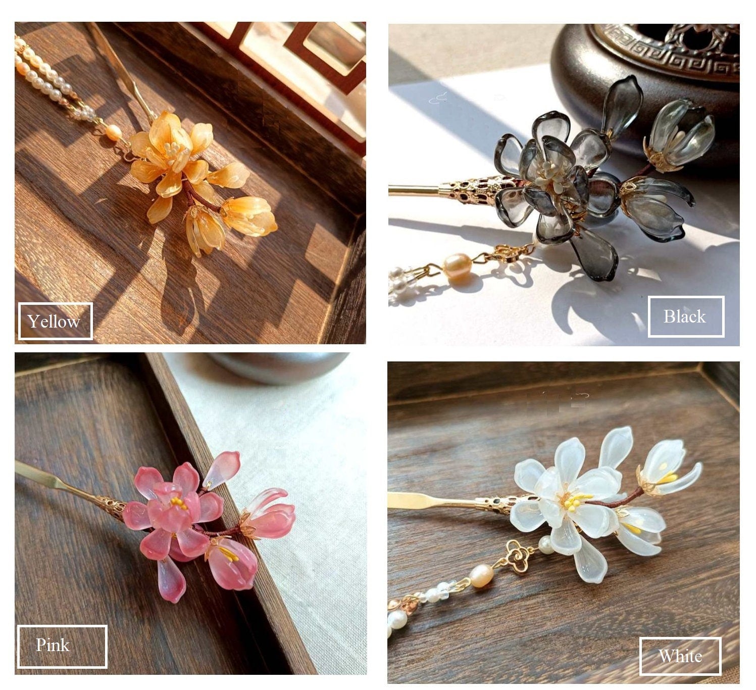 Jade Look Alike Floral Hair Stick| Magnolia - Oriental Me