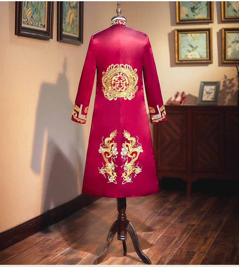 Red & Gold Dragon Wedding  Tang Suit - Oriental Me