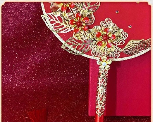 Bridal Double Happiness  Round Hand  Fan - Oriental Me