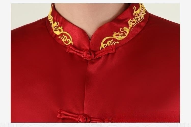 Groom/Best Men   Embroidered Dragon Wedding Tea Ceremony Tang Jacket - Oriental Me