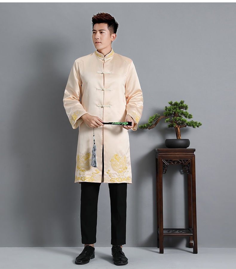Groom/Best Men   Embroidered Dragon Wedding Tea Ceremony Tang Jacket - Oriental Me