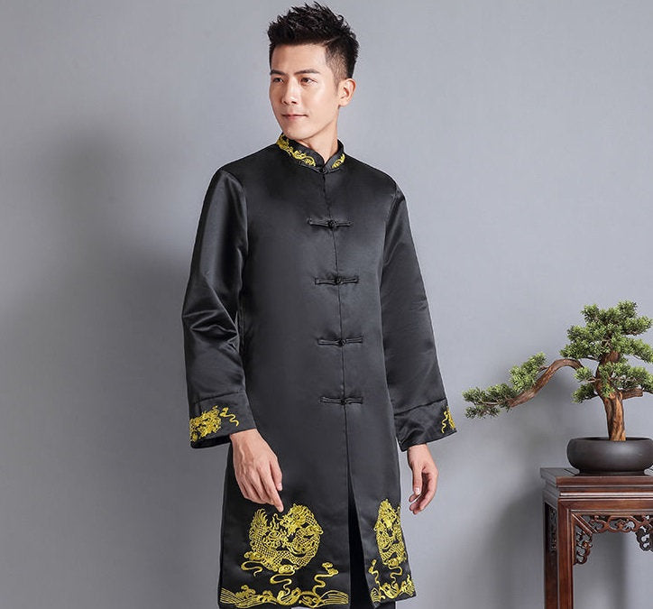 Groom/Best Men   Embroidered Dragon Wedding Tea Ceremony Tang Jacket - Oriental Me
