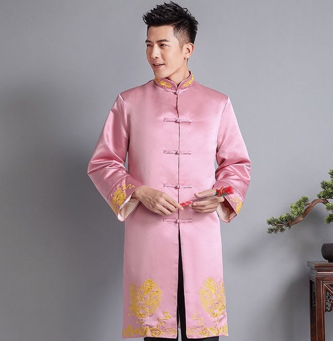 Groom/Best Men   Embroidered Dragon Wedding Tea Ceremony Tang Jacket - Oriental Me