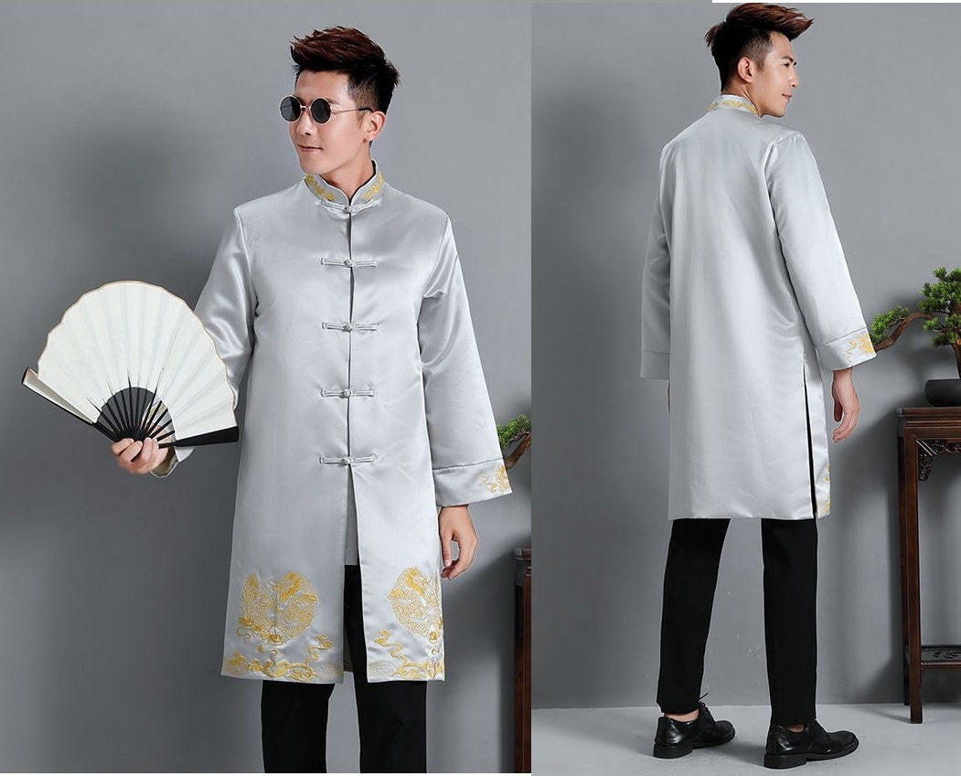 Groom/Best Men   Embroidered Dragon Wedding Tea Ceremony Tang Jacket - Oriental Me
