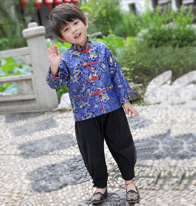 Blue dragon tang jacket for kids