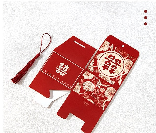 Double Happiness Floral Favor Boxes WIth Tassel (20pcs) - Oriental Me