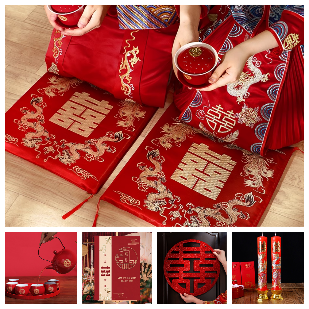 Chinese wedding decorations, tea set etc