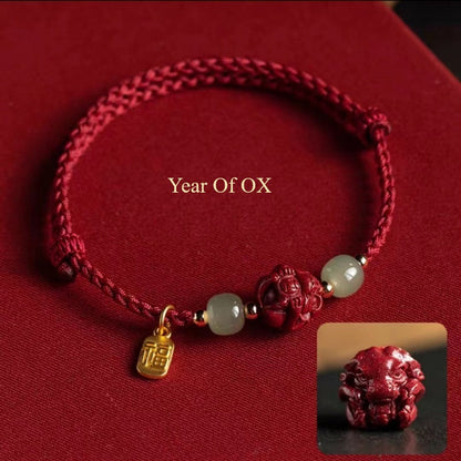 Chinese Zodiac Year of ox Red 
 Luck Rope Bracelet