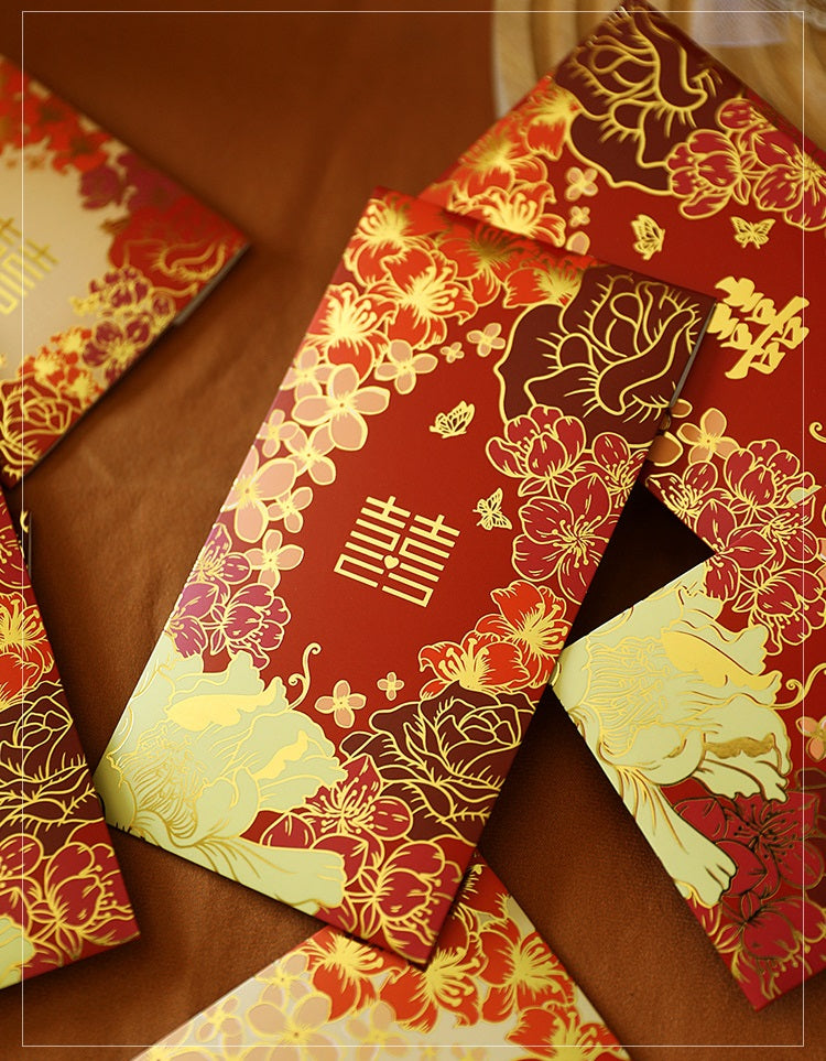 Double Happiness Floral Wedding Red Envelopes