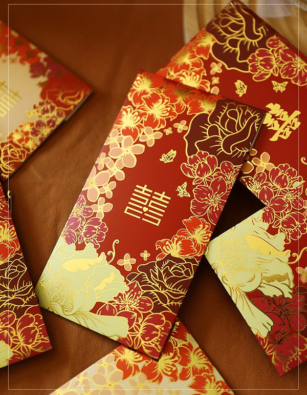 Double Happiness Floral Wedding Red Envelopes