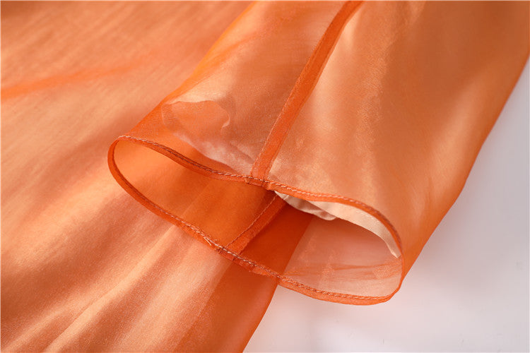 Robe Qipao ample brodée orange | Ember