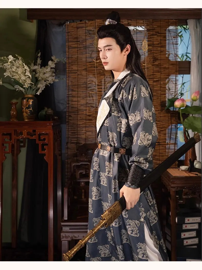 Ensemble de robe à col rond pour homme de la dynastie Tang | Skyward