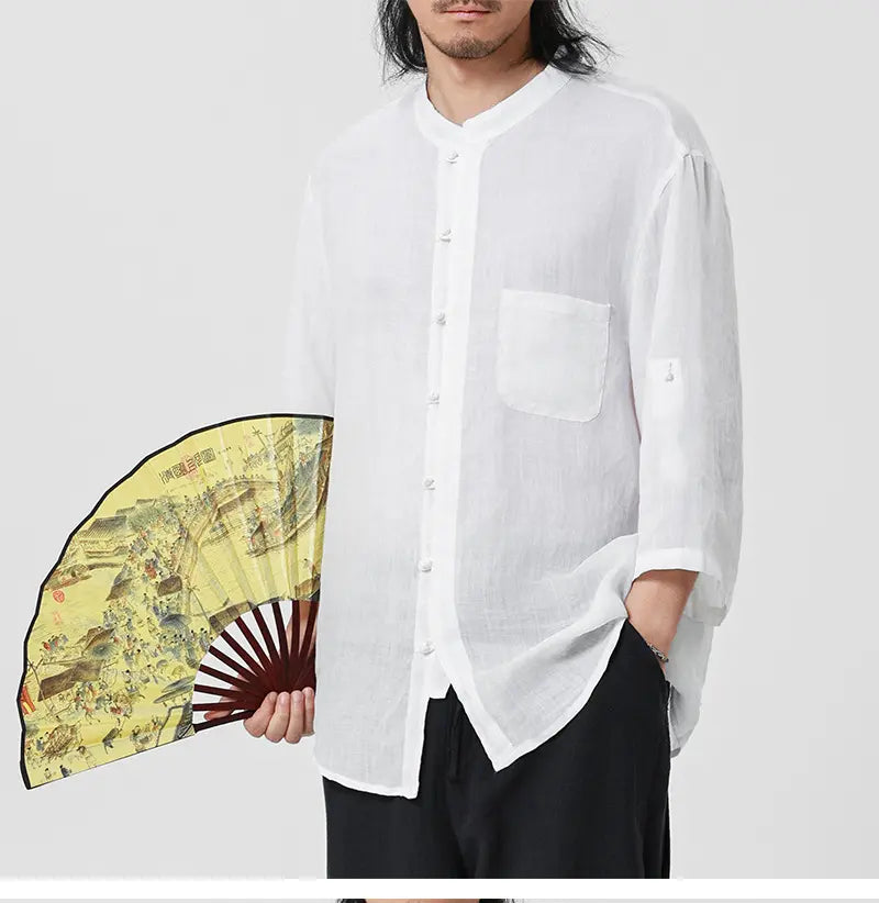 Vintage Chinese Style 100% Pure Ramie Tang Shirt