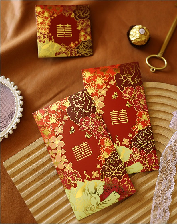 Double Happiness Floral Wedding Red Envelopes