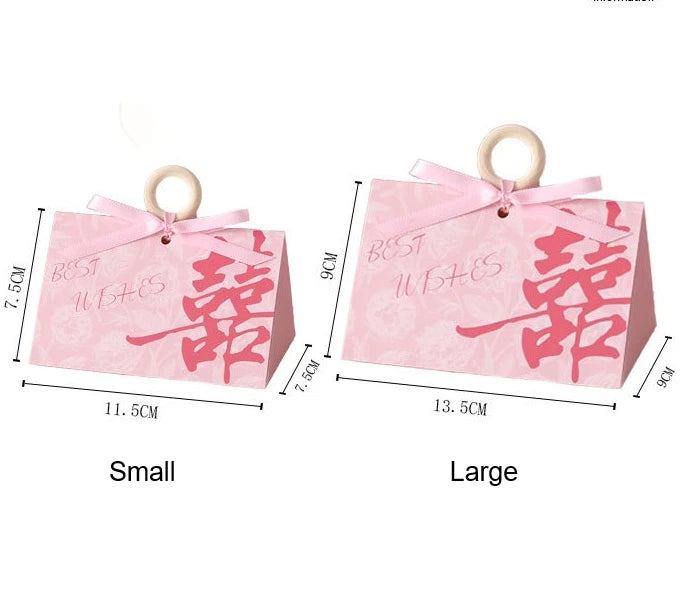 Boîtes à dragées triangulaires florales Double Happiness (20 pièces)