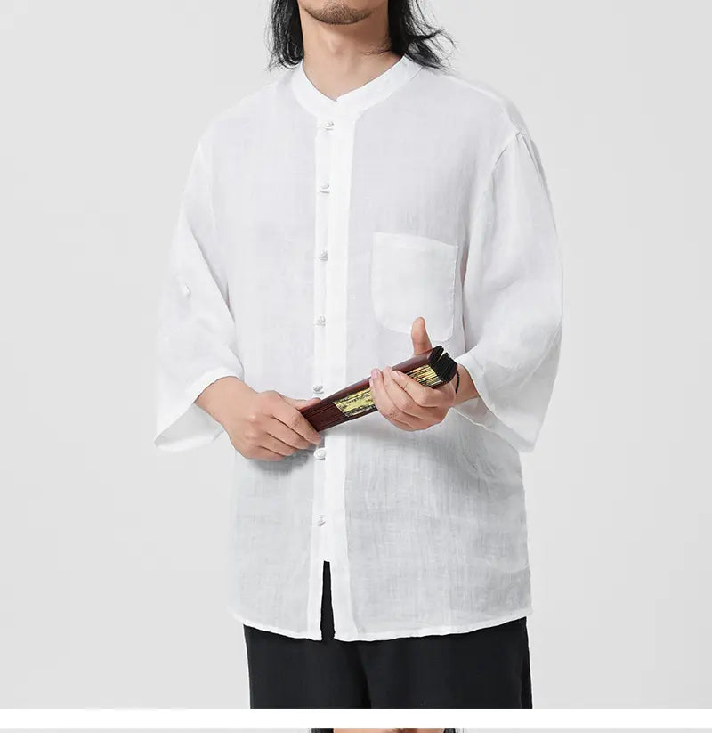 Vintage Chinese Style 100% Pure Ramie Tang Shirt