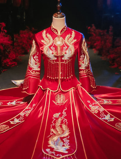 Red Traditional  Chinese Wedding Dress  Qun Kwa | Harmony